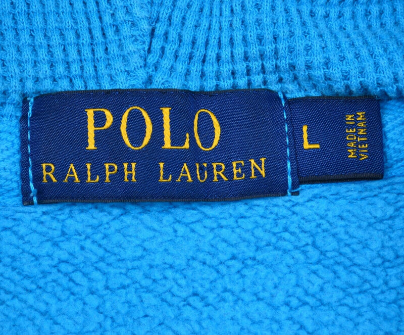 Polo Ralph Lauren Men's Large Aqua Blue Pony Full Zip Hoodie Sweatshirt