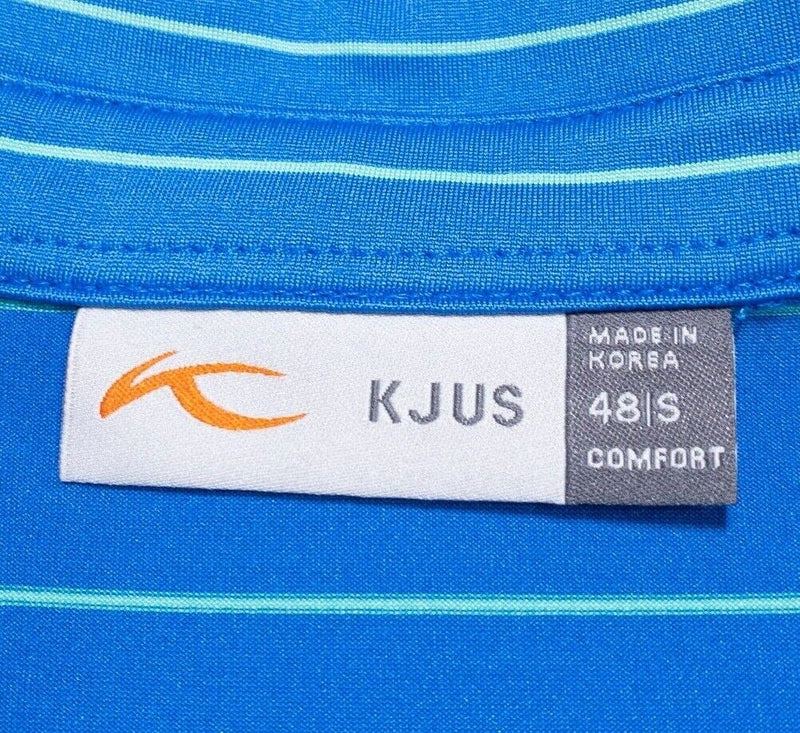 KJUS Golf Polo Small Men's Soren Big Stripes Blue Wicking Stretch Short Sleeve