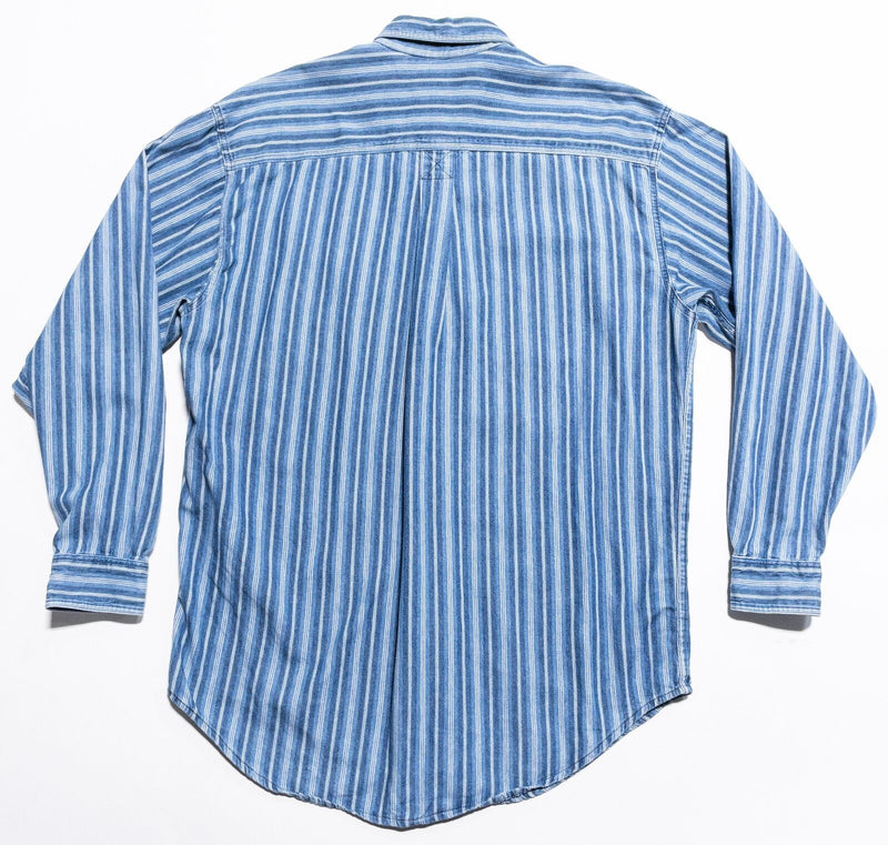 Vintage L.L. Bean Shirt Mens Large Chambray Denim Stripe Made in USA Button-Down