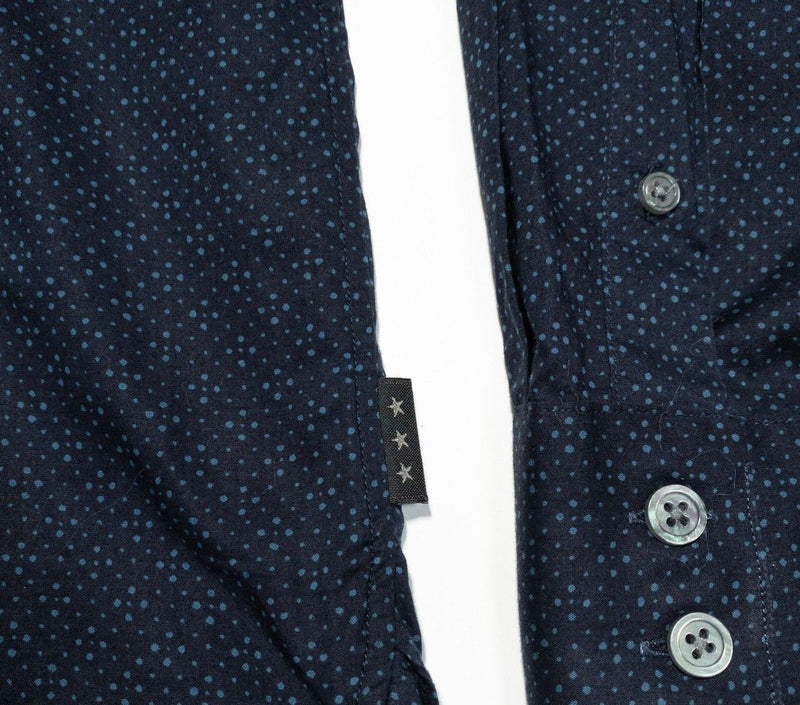 John Varvatos Polka Dot Shirt Men's 2XL Long Sleeve Button-Up Blue Diamond Dot