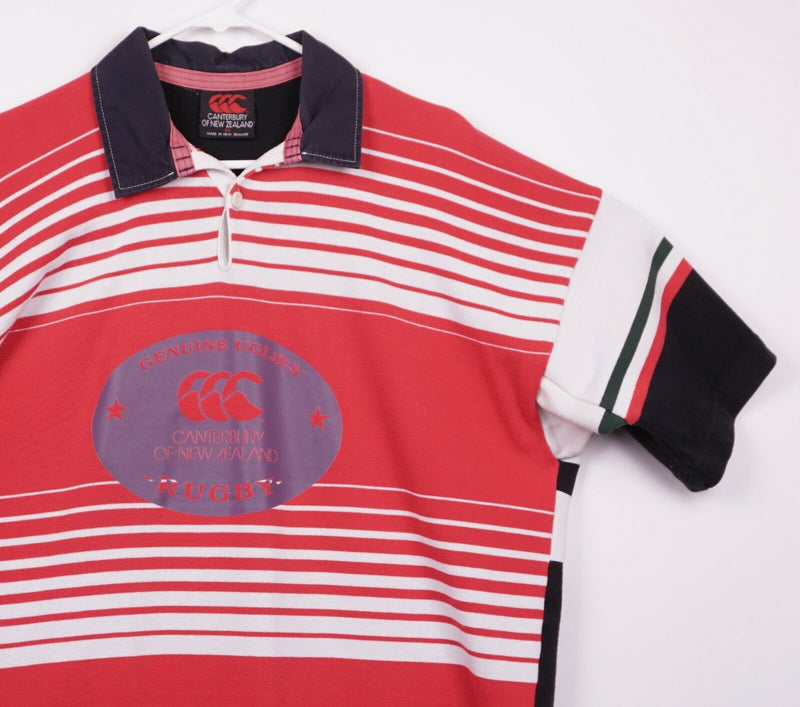 Vtg Canterbury of New Zealand Men's Sz XL Striped Logo Rugby Polo Shirt