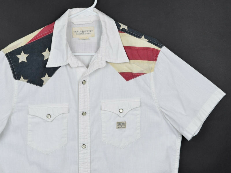 Denim & Supply Ralph Lauren Men's Sz Medium Pearl Snap Western USA Flag Shirt