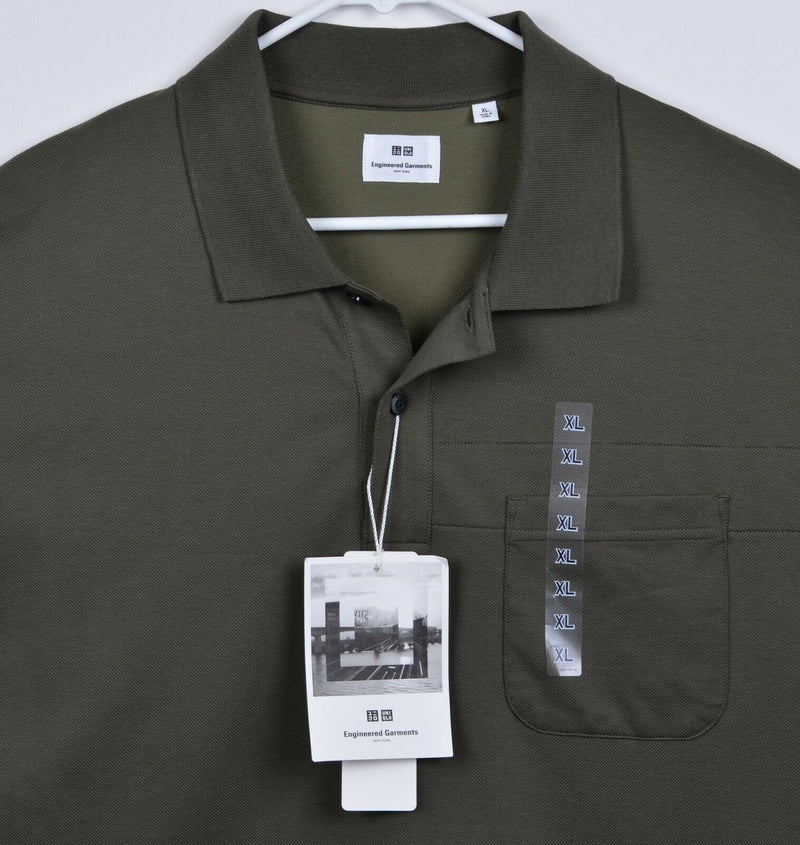 Uniqlo x Engineered Garments Men's XL Olive Green Color Block Polo Shirt