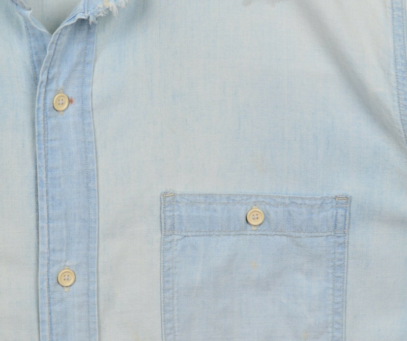 Levi’s Vintage Reproduction Men's Sz Large LVC Denim Distressed Worn Work Shirt