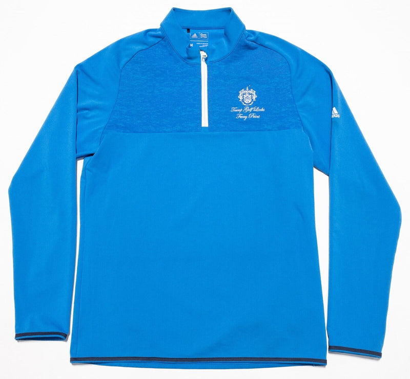 Trump Golf Adidas Jacket Men's Medium 1/4 Zip Blue Ferry Point Long Sleeve