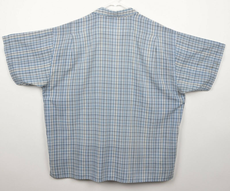 Patagonia Men's Sz XL Organic Cotton Polyester Blend Blue Plaid Hiking Shirt