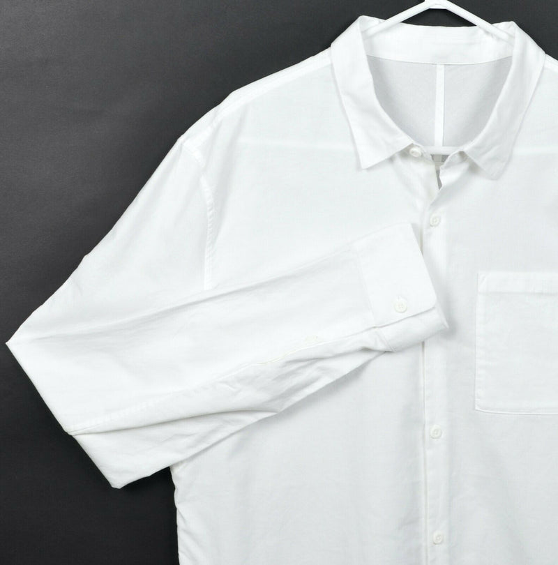 Lululemon Men's XL? Solid White Athleisure Long Sleeve Button-Down Shirt