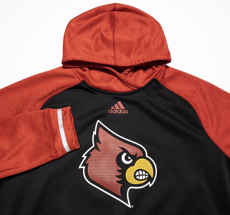 Louisville Cardinals Hoodie Men's 2XL Adidas Black Red Pullover Sweatshirt NCAA