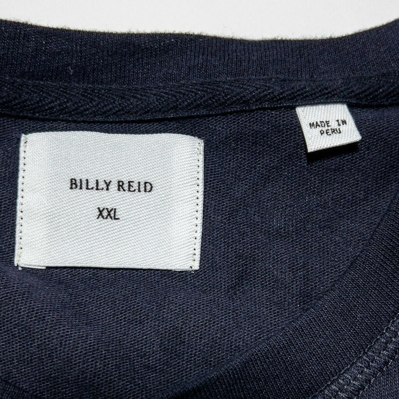 Billy Reid Henley Shirt Long Sleeve 3-Button Dark Navy Blue Men's 2XL