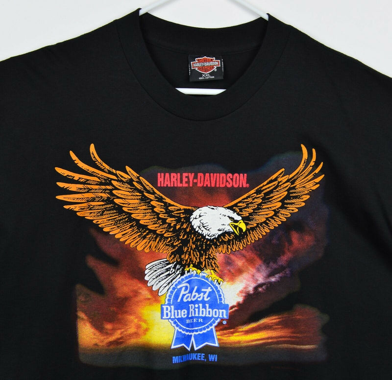 Vintage 1993 Harley-Davidson Men's 2XL PBR Pabst Blue Ribbon Beer Eagle T-Shirt