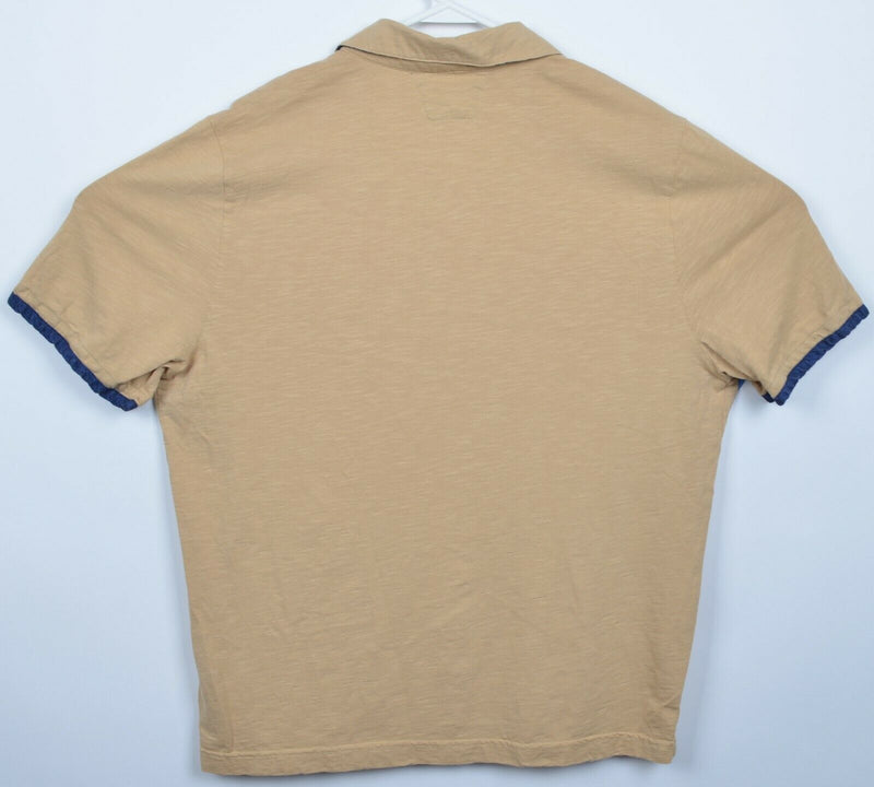 Carbon 2 Cobalt Men's Large Golden Yellow Navy Blue Short Sleeve Polo Shirt