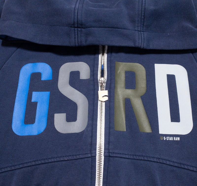 G-Star Raw Hoodie Men's 2XL Full Zip Sweatshirt Blue GSRD Fleece