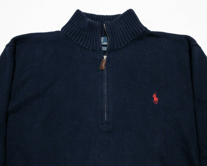 Polo Ralph Lauren Men's 2XL Solid Navy Blue 1/4 Zip Knit Pullover Sweater