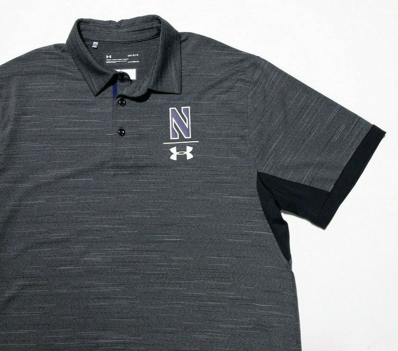 Northwestern Under Armour Large Men Team Issue Football HeatGear Polo Shirt Gray