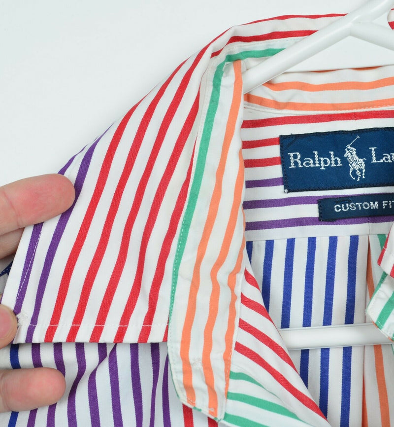 Polo Ralph Lauren Men's Small Colorblock Red Purple Striped Button-Down Shirt