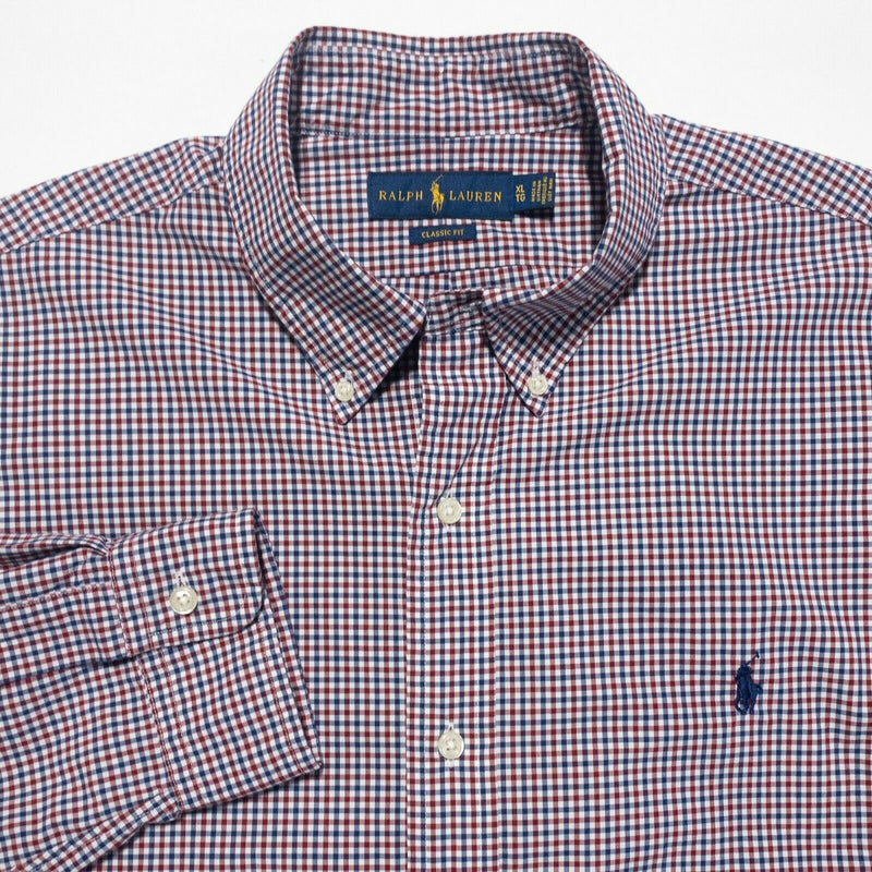 Polo Ralph Lauren Men's XL Classic Fit Red Blue Plaid Check Button-Down Shirt