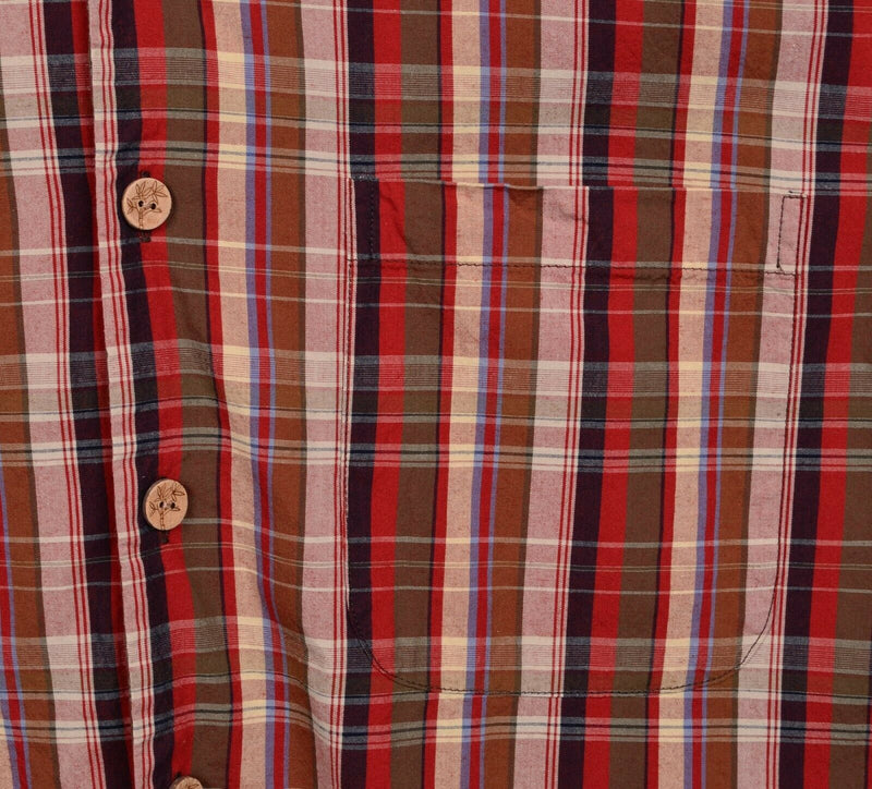 Pendleton Men's Large "Bamboo Shirt" Cotton Blend Red Plaid Button-Front Shirt