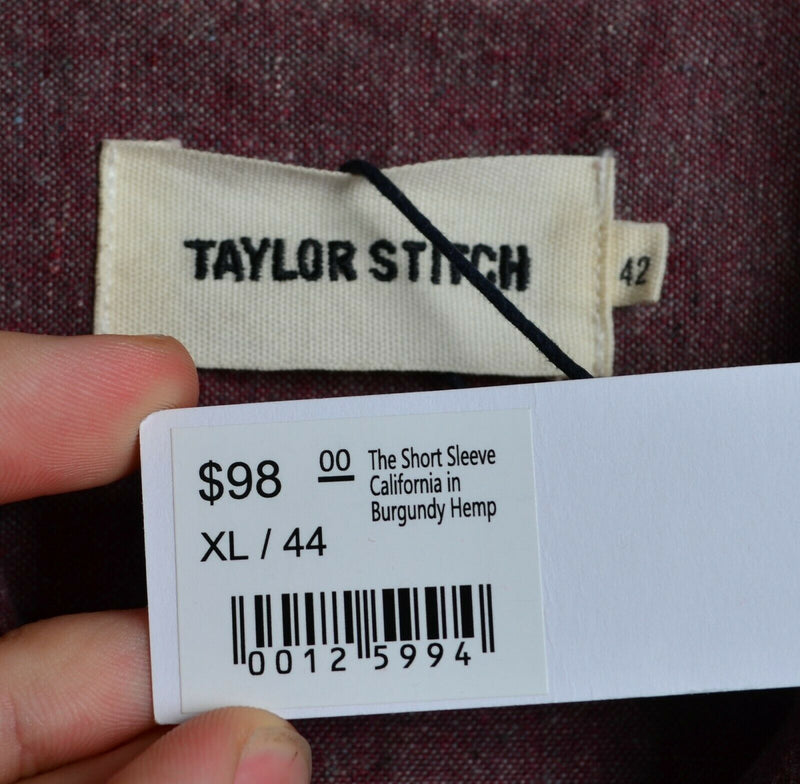 Taylor Stitch Men’s 42/Large Hemp Blend Burgundy Short Sleeve California Shirt