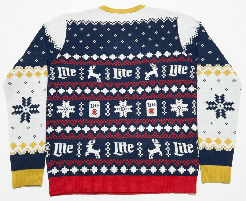 Miller Lite Men's Large Ugly Christmas Sweater Snowglobe Fair Isle Sweater
