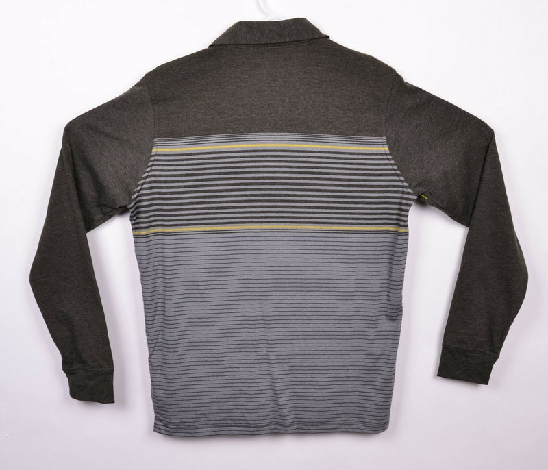 Prana Men's Sz Small Gray Striped Marco Long Sleeve Polo Shirt NWT