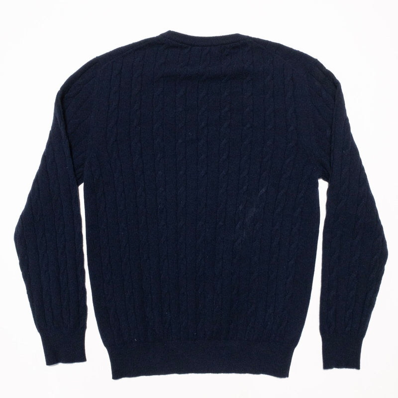Luca Faloni Cashmere Sweater Men's Medium Cable-Knit Navy Blue Crewneck Italy