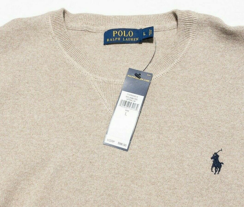 Polo Ralph Lauren Men's Large Oatmeal Brown Pony Crewneck Pullover Sweater