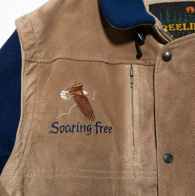 Treeline Outfitters Soaring Free Leather Wool Embroidered Jacket Men's Medium