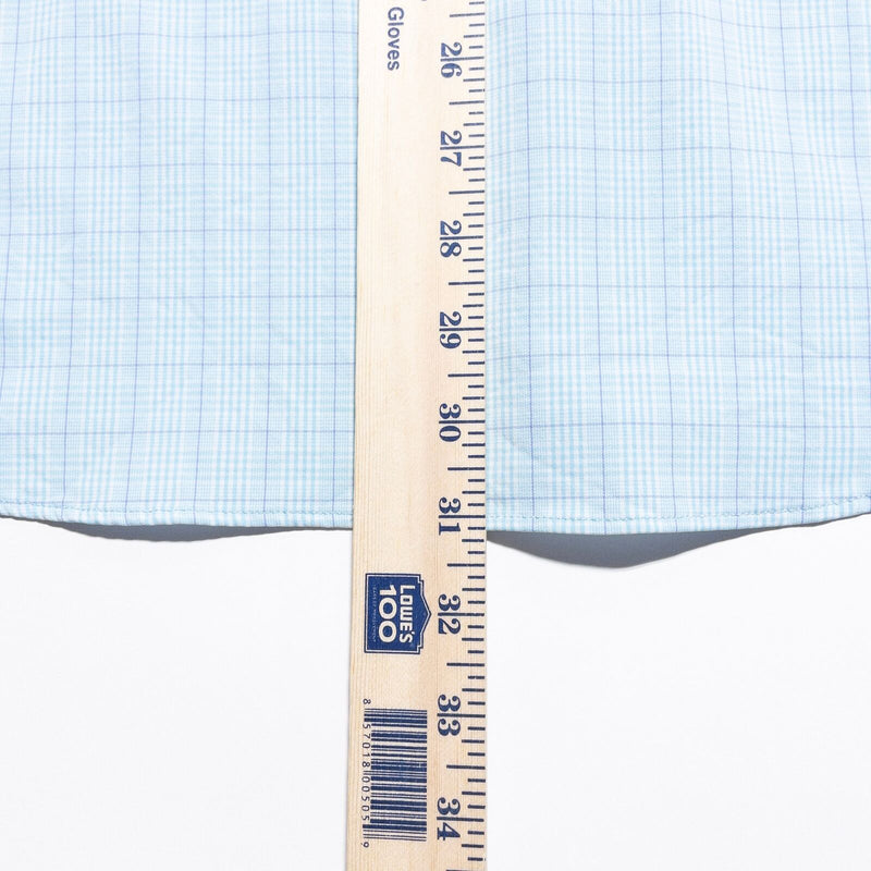 Peter Millar Summer Comfort Button-Down Shirt Men's XL Blue Check Nylon Wicking
