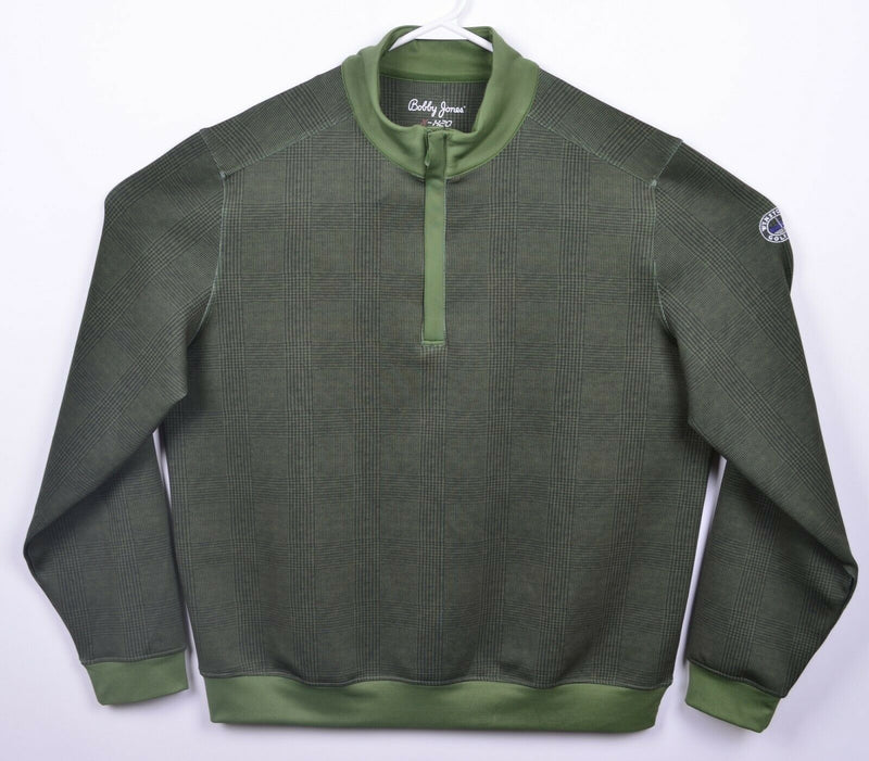 Bobby Jones X-H20 Men's Large Green Glen Check Plaid 1/4 Zip Golf Jacket