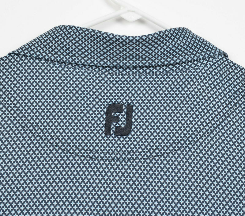 FootJoy Men's Sz 2XL Blue Geometric Starburst FJ Performance Golf Polo Shirt