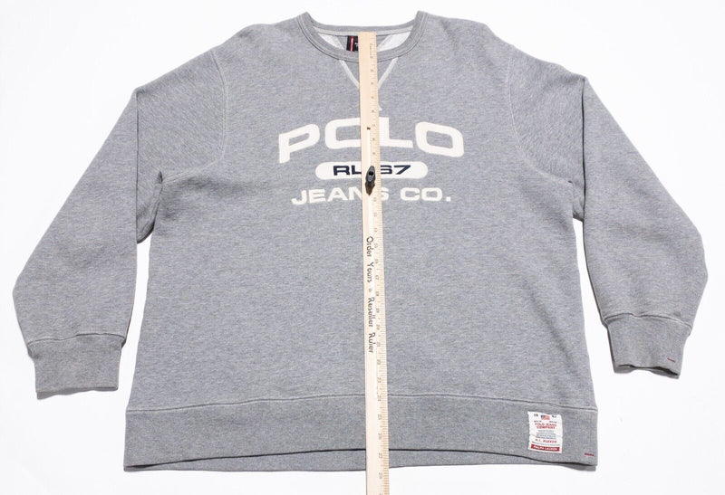 Ralph Lauren Polo Jeans Co Sweatshirt Men's Large Vintage 90s Pullover Gray Logo