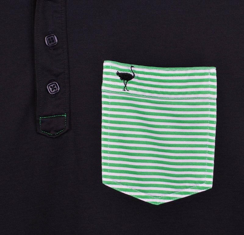 Travis Mathew Chive Golf Men's Sz Small Black Green Pocket Golf Polo Shirt