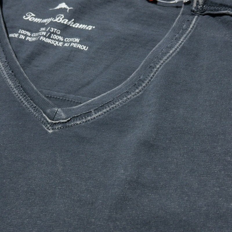 Tommy Bahama Kahuna V-Neck T-Shirt Men's 3XL Gray Garment Dyed Faded Vee T-Shirt