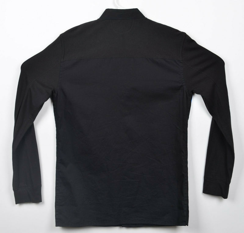 Helmut Lang Men's Small Hidden Button-Front Solid Black Soft Designer Shirt