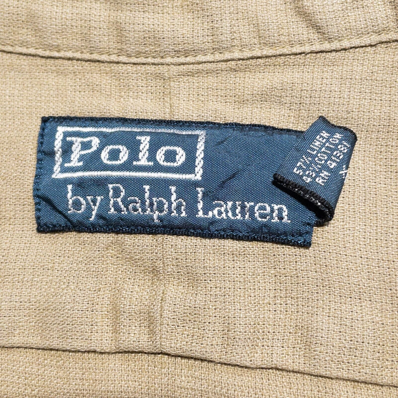 Polo Ralph Lauren 2XB Men's Shirt Linen Blend Button-Up Solid Beige Pockets