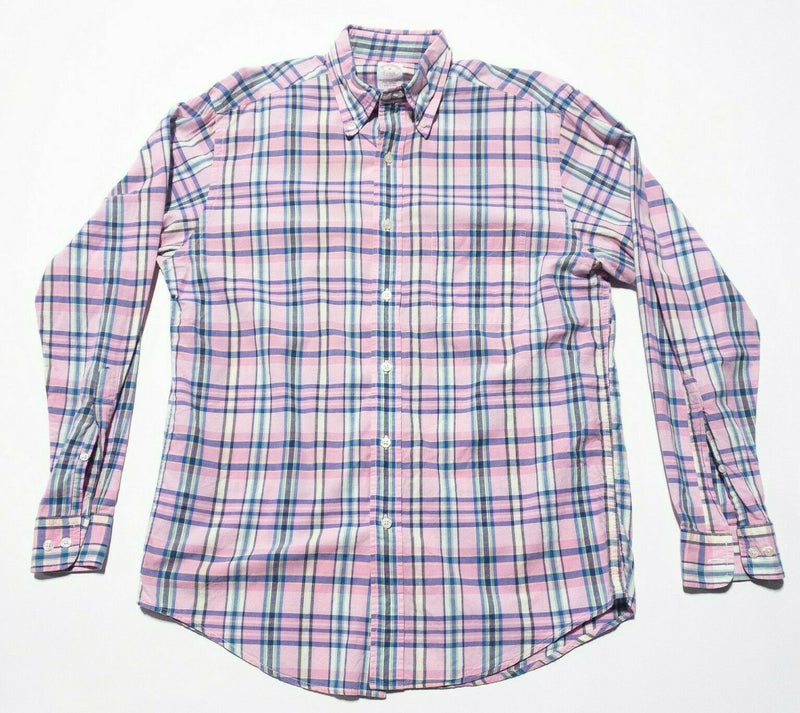 Brooks Brothers Pink Plaid Button-Down Shirt Men's Medium Traditional Fit