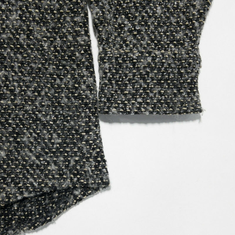 True Grit Men's XL Pebbled Tweed Black Gray Wool Blend Flannel USA Button Shirt