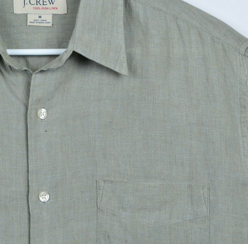 J. Crew Men's Sz Medium 100% Irish Linen Sage Green Long Sleeve Shirt
