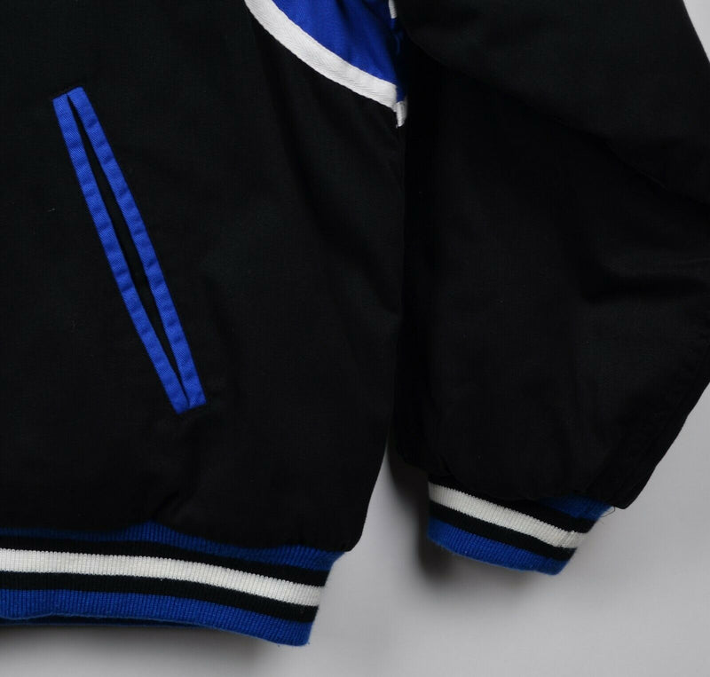 Vtg 90s Tampa Bay Lightning Men's Sz XL Snap-Front Black Blue Quilted NHL Jacket