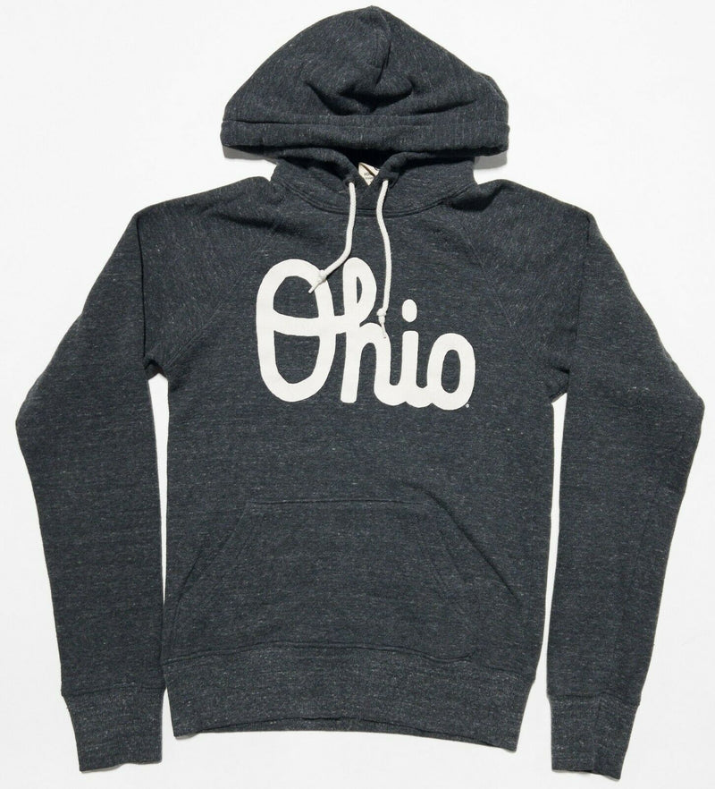 Homage Men's XS (Extra Small) Ohio Script Solid Gray Pullover Hooded Sweatshirt