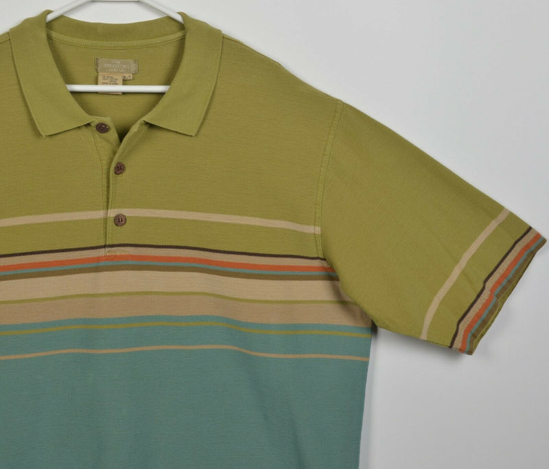 The Territory Ahead Men's XLT (XL Tall) Olive Green Striped Polo Shirt