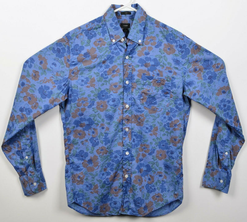 J. Crew Men's Small Slim Fit Floral Print Blue Red Button-Down Shirt
