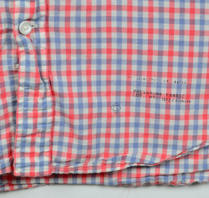 GANT Rugger Men's Medium "Vacay Madras" Pink Blue Check Button-Down Shirt