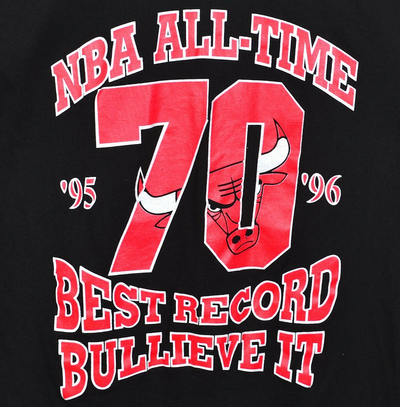 Vintage 90s Chicago Bulls Men's Large All-Time Best Record NBA Graphic T-Shirt