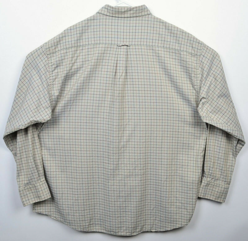 Barbour Traditional Twill Men's 2XL Tattersall Plaid Beige Button-Down Shirt