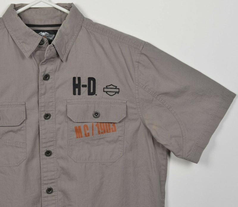 Harley-Davidson Men's Large Gray Button-Front Garage Mechanic Biker Shirt