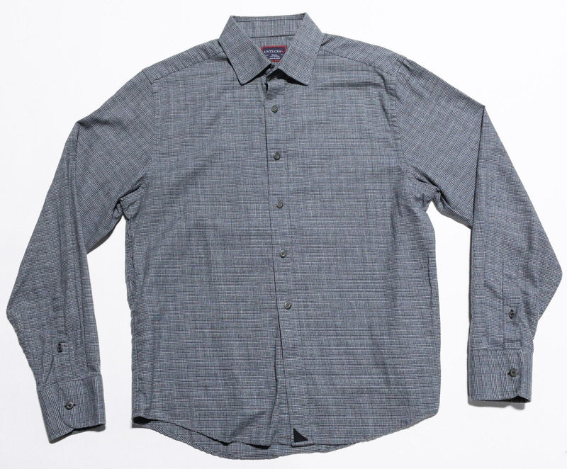 UNTUCKit Shirt Men's Small Glen Check Plaid Gray Long Sleeve Button-Up Casual