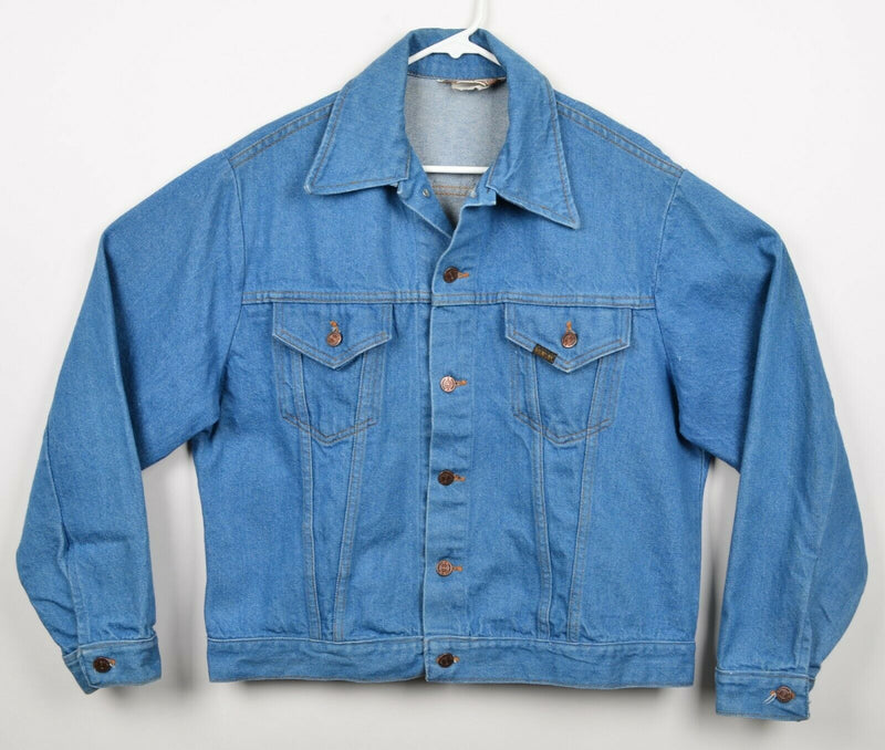 Vtg 80s Sears Western Wear Men's Sz 45 Blue Faded Denim Trucker Jacket