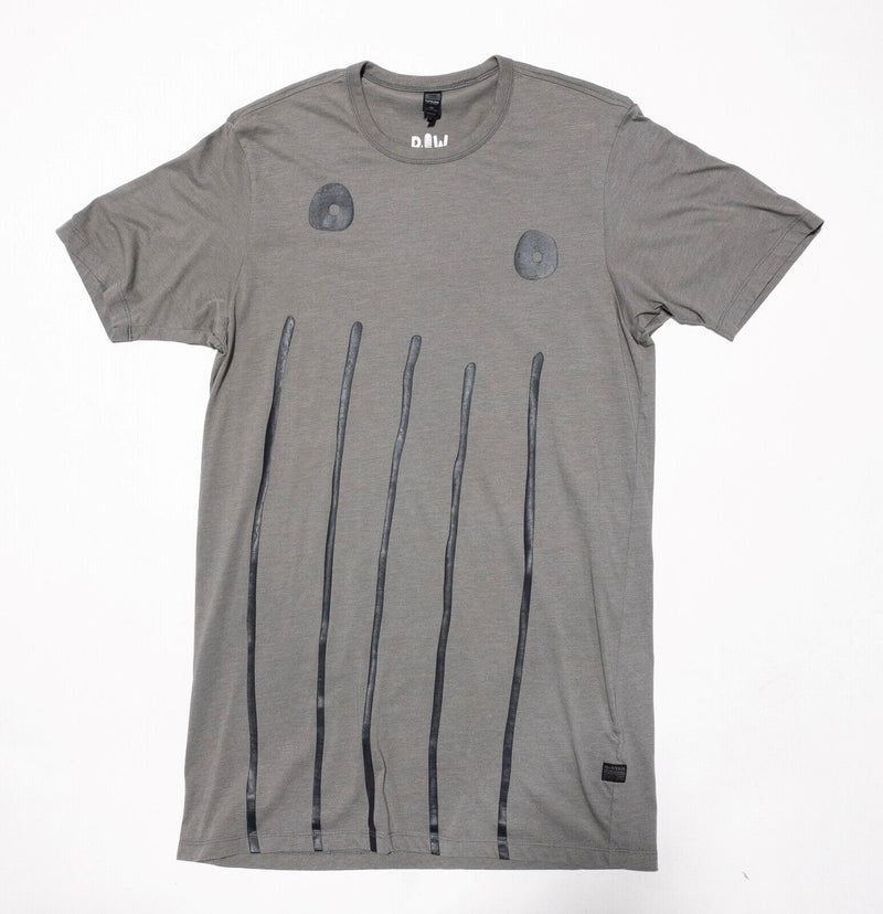 G-Star Raw for the Oceans T-Shirt Medium Mens Drop 2 Occotis Zoom Long Tee Gray