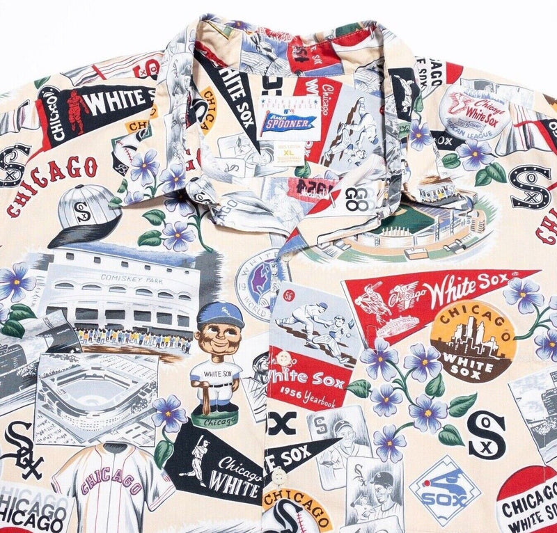 Reyn Spooner Chicago White Sox XL Men's Hawaiian Shirt Collage Retro Pennant